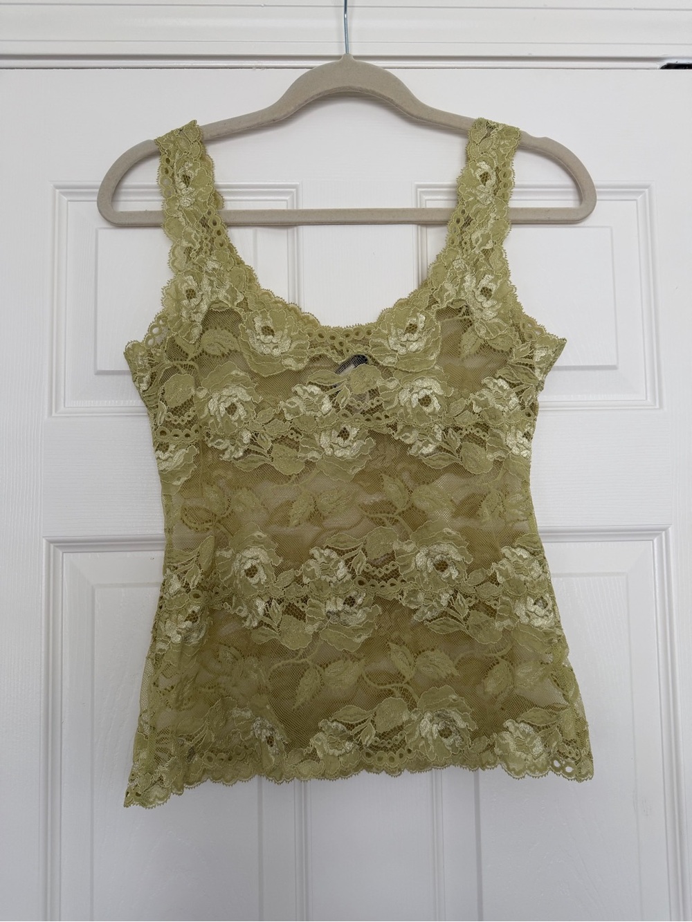 Sheer Lace Tank Top in Chartreuse
